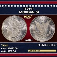 1891-p Morgan Dollar $1 ms64+ SEGS