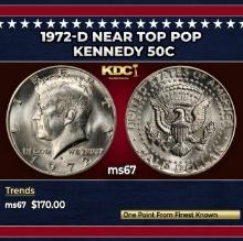 1972-d Kennedy Half Dollar Near Top Pop 50c ms67 SEGS