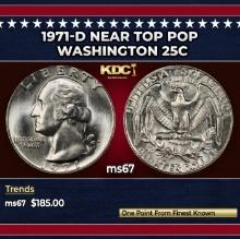 1971-d Washington Quarter Near Top Pop 25c ms67 SEGS