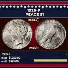 1926-p Peace Dollar $1 ms65+ SEGS