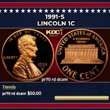 1991-s Proof Lincoln Cent 1c pr70 rd dcam SEGS