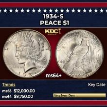 1934-s Peace Dollar $1 ms64+ USCG