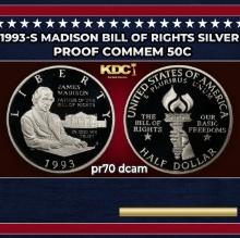 1993-s Madison Proof Modern Commem Half Dollar Bill Of Rights Silver 50c pr70 dcam SEGS