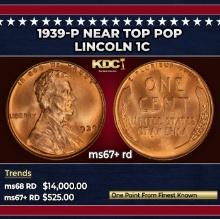 1939-p Lincoln Cent Near Top Pop 1c ms67+ rd SEGS