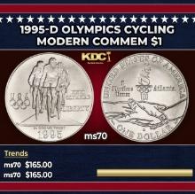 1995-d Olympics Cycling Modern Commem Dollar $1 ms70 SEGS