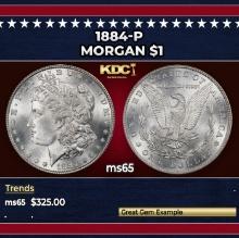 1884-p Morgan Dollar $1 Grades ms65