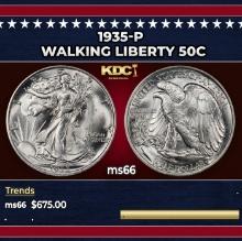 1935-p Walking Liberty Half Dollar 50c Grades ms66
