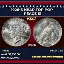 1926-s Peace Dollar Near Top Pop $1 ms66 SEGS