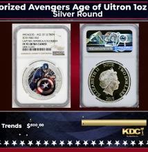 NGC NGC 2015 Marvel Captin America Colorized Avengers Age of Uitron 1oz .999 Silver $2  Niue Commera