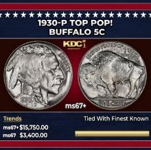 1930-p Buffalo Nickel TOP POP! 5c ms67+ SEGS