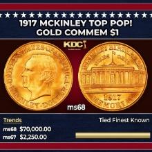 1917 McKinley Gold Commem Dollar TOP POP! 1 ms68 SEGS