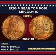 1920-p Lincoln Cent Near Top Pop! 1c ms66+ rd SEGS