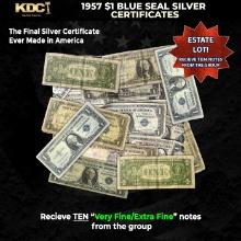 10x 1957 $1 Blue Seal Silver Certificates Grades VF/XF
