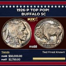1926-p Buffalo Nickel TOP POP! 5c ms68 SEGS