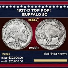 1937-d Buffalo Nickel TOP POP! 5c ms68+ SEGS
