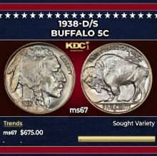 1938-d/s Buffalo Nickel 5c ms67 SEGS