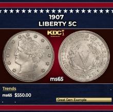 1907 Liberty Nickel 5c Grades ms65