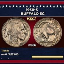 1930-s Buffalo Nickel 5c ms66 SEGS