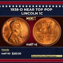 1938-d Lincoln Cent Near Top Pop 1c ms67 rd SEGS