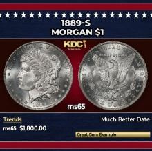 1889-s Morgan Dollar $1 ms65 SEGS