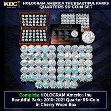 Complete HOLOGRAM America the Beautiful Parks 2010-2021 Quarter 56-Coin in Cherry Wood Box Other Toy