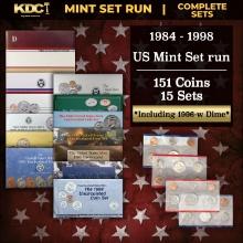 1984-1998 Mint Set Run 151 Coins 15 Complete Sets Including 1996-w Dime