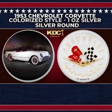 1953 Chevrolet Corvette Colorized Style - 1 oz Silver Round Round
