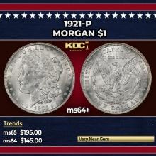 1921-p Morgan Dollar $1 Grades ms64+