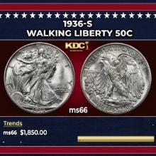 1936-s Walking Liberty Half Dollar 50c ms66 SEGS
