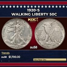 1920-s Walking Liberty Half Dollar 50c au58 SEGS