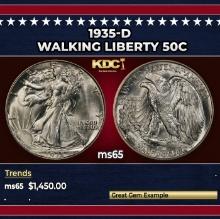 1935-d Walking Liberty Half Dollar 50c ms65 SEGS