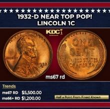 1932-d Lincoln Cent Near Top Pop! 1c ms67 rd SEGS