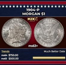1904-p Morgan Dollar $1 Grades ms63+