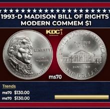 1993-d Madison Modern Commem Dollar Bill Of Rights $1 ms70 SEGS