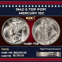 1942-s Mercury Dime TOP POP! 10c ms68+ FSB SEGS