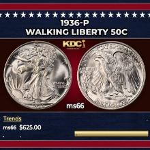 1936-p Walking Liberty Half Dollar 50c Grades ms66