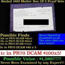 Original sealed box 5- 1992 United States Mint Proof Sets