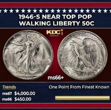 1946-s Walking Liberty Half Dollar Near Top Pop 50c ms66+ SEGS