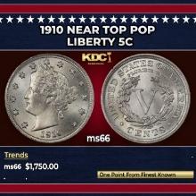 1910 Liberty Nickel Near Top Pop 5c ms66 SEGS
