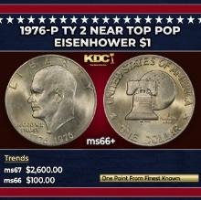 1976-p Ty 2 Eisenhower Dollar Near Top Pop $1 ms66+ SEGS