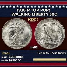 1936-p Walking Liberty Half Dollar TOP POP! 50c ms68 SEGS