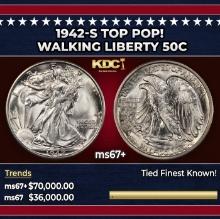 1942-s Walking Liberty Half Dollar TOP POP! 50c ms67+ SEGS