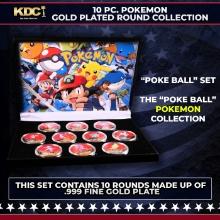 10 Coin Pokemon Gold Plated Round Collection "Poke Ball Set"