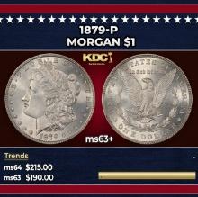 1879-p Morgan Dollar $1 Grades ms63+