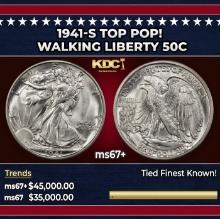 1941-s Walking Liberty Half Dollar TOP POP! 50c ms67+ SEGS