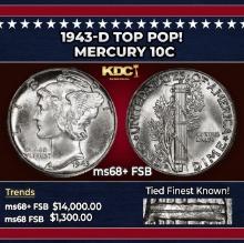 1943-d Mercury Dime TOP POP! 10c ms68+ FSB SEGS