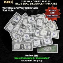10x **STAR NOTES** 1957 $1 Blue Seal Silver Certificates Grades AU/CU