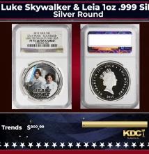 NGC NGC 2011 Star Wars Colorized Luke Skywalker & Leia 1oz .999 Silver $2  Niue Commerative Coin Pro