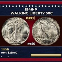 1946-p Walking Liberty Half Dollar 50c Grades ms66