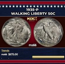 1935-p Walking Liberty Half Dollar 50c Grades ms66